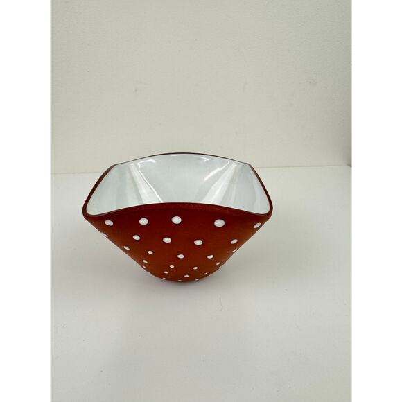 Vintage 60s Graveren Norsk Brown White Polka Dot Pottery Bowl Norway - Picture 3 of 6